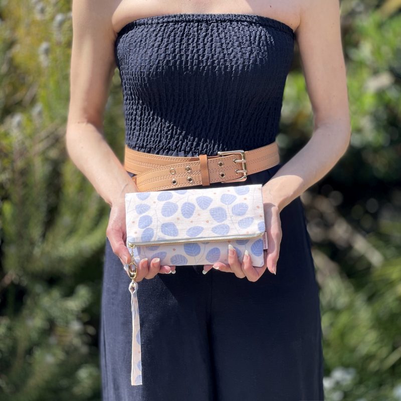 Lavender Leaves_Mini Fold Over Clutch_Lifestyle