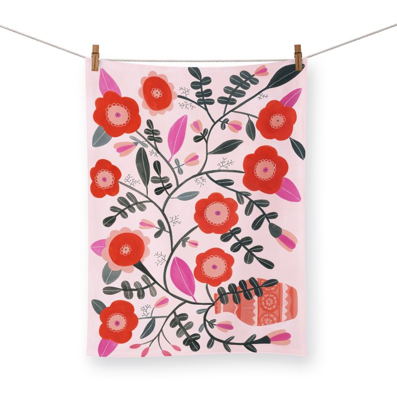 Illustrated Tea Towel Overflowing Florals Melanie Miles Design